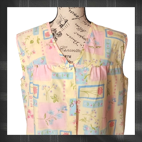 Vintage Moon Dance Sleeveless Button Down Pastel Top Size Lg - Picture 2 of 7